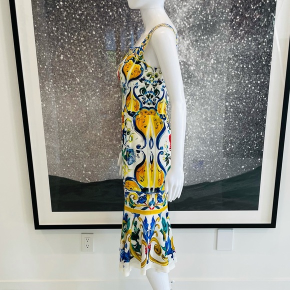 SOLD - Dolce & Gabbana Majolica Tile Print Dress - Picture 3 of 13